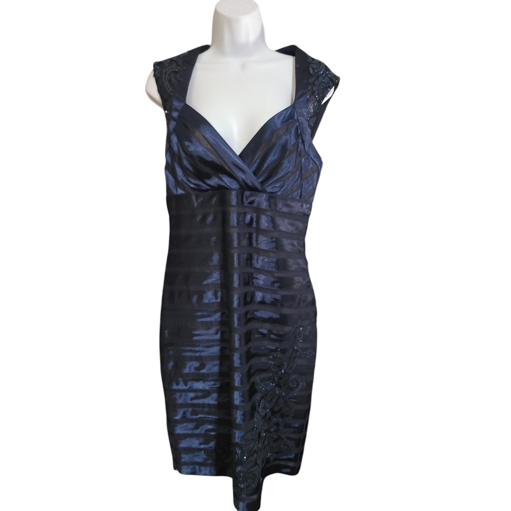 DECODE 1.8 Blue black stripe sequin dress 10